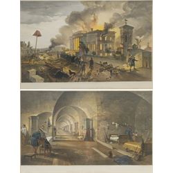 After William Simpson (Scottish 1823-1899): 'Interior of Fort Nicholas' and 'Public Library and Temple of the Winds', pair 19th century Crimean War interest hand-coloured lithographs depicting the Battle of Sevastopol pub. 1856