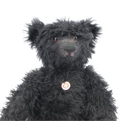 Limited edition Steiff bear 'Leo the 1912 Titanic Mourning Bear', white tag no. 662775 limited edition 9/1000, Danbury Mint Exclusive black mohair bear with ear button, chest tag and swing label, H61cm