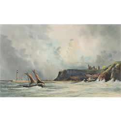 John Freeman (British 1942-): 'Off Whitby', watercolour signed titled and dated '05, 31.5cm x 52.5cm