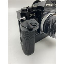Canon F1 camera body, serial no. 136281, with 'Canon FD 50mm 1:1.8 S.C' lens, serial no.1702944 and Canon F Power winder, serial no.120072