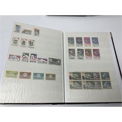 Thematic stamp collection relating to satellites, telecommunications and space from various Countries including Angola, Antigua, Ascension, Australia, Bahamas Barbados, Bhutan, British Virgin Islands, Denmark, Ecuador, Israel etc, a mint and used collection housed in three stockbooks