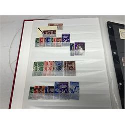 King George V Silver Jubilee stamps 1910-1935 including Bermuda marginal mint block of four, Virgin Islands marginal mint blocks of four including variations/errors, other similar blocks of four etc, various Royal Silver Wedding 1948 stamps, King George VI Victory 8th June 1946, Queen Elizabeth II Coronation etc, housed in a stockbook