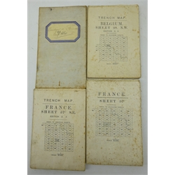  Trench Maps - France 57c and 57c SE, Belgium 28 NW and a folding map Environs de Rouen, c1903, all linen backed, (4)  