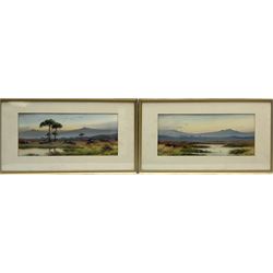 English School (20th century): Morning Moorland Landscapes, pair gouaches unsigned 17cm x 38cm (2)