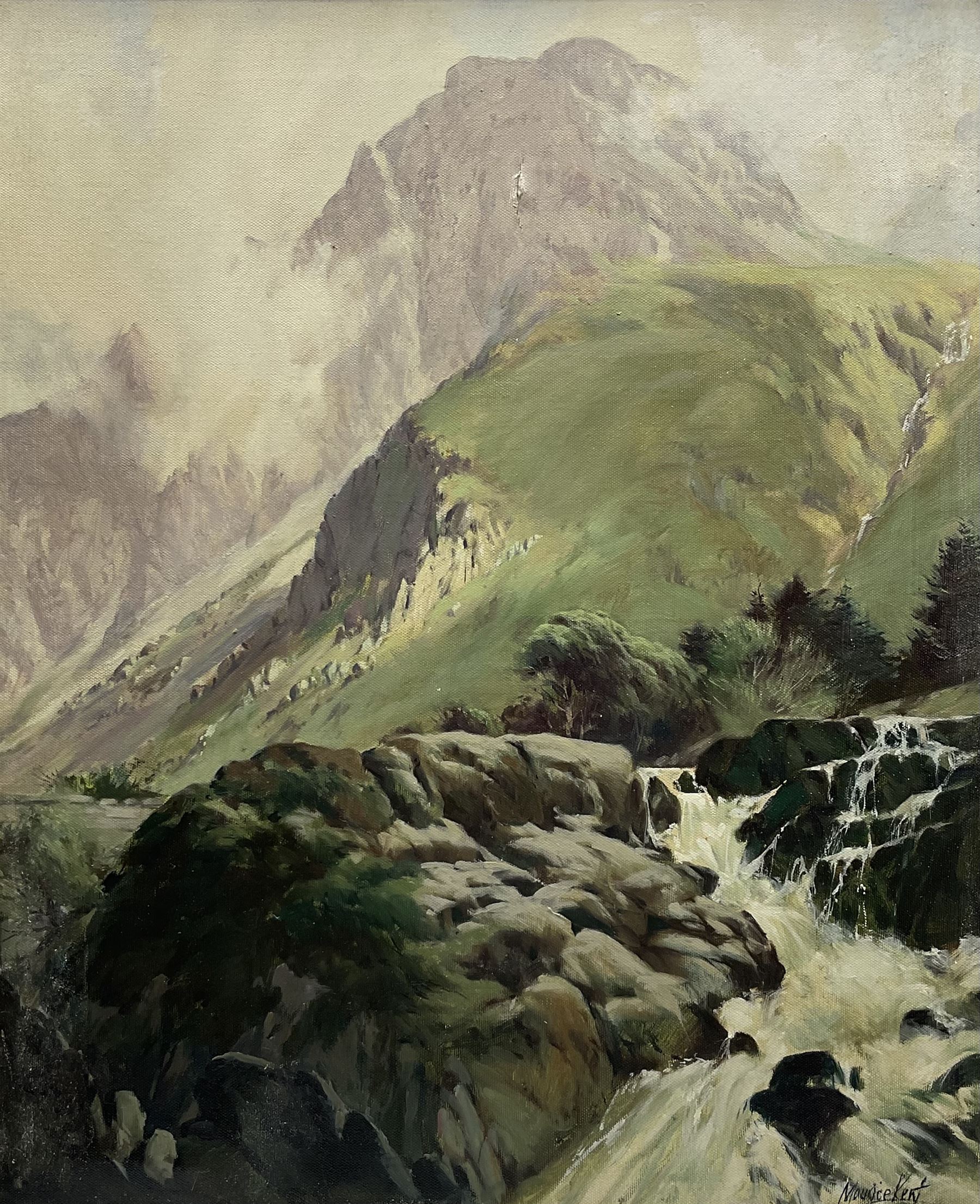 Maurice Kent (British Mid 20th century): Mountain Stream, oil on canvas signed 60cm x 49cm
