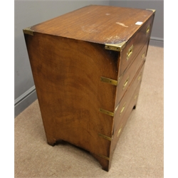  Early 20th century military style mahogany chest, four drawers, bracket supports, W60cm, H72cm, D41cm  