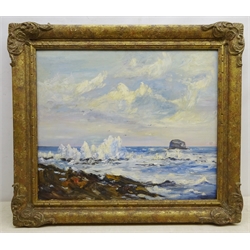  English School (20th century): Breaking Waves on the Shore, oil on board unsigned 50cm x 60cm  