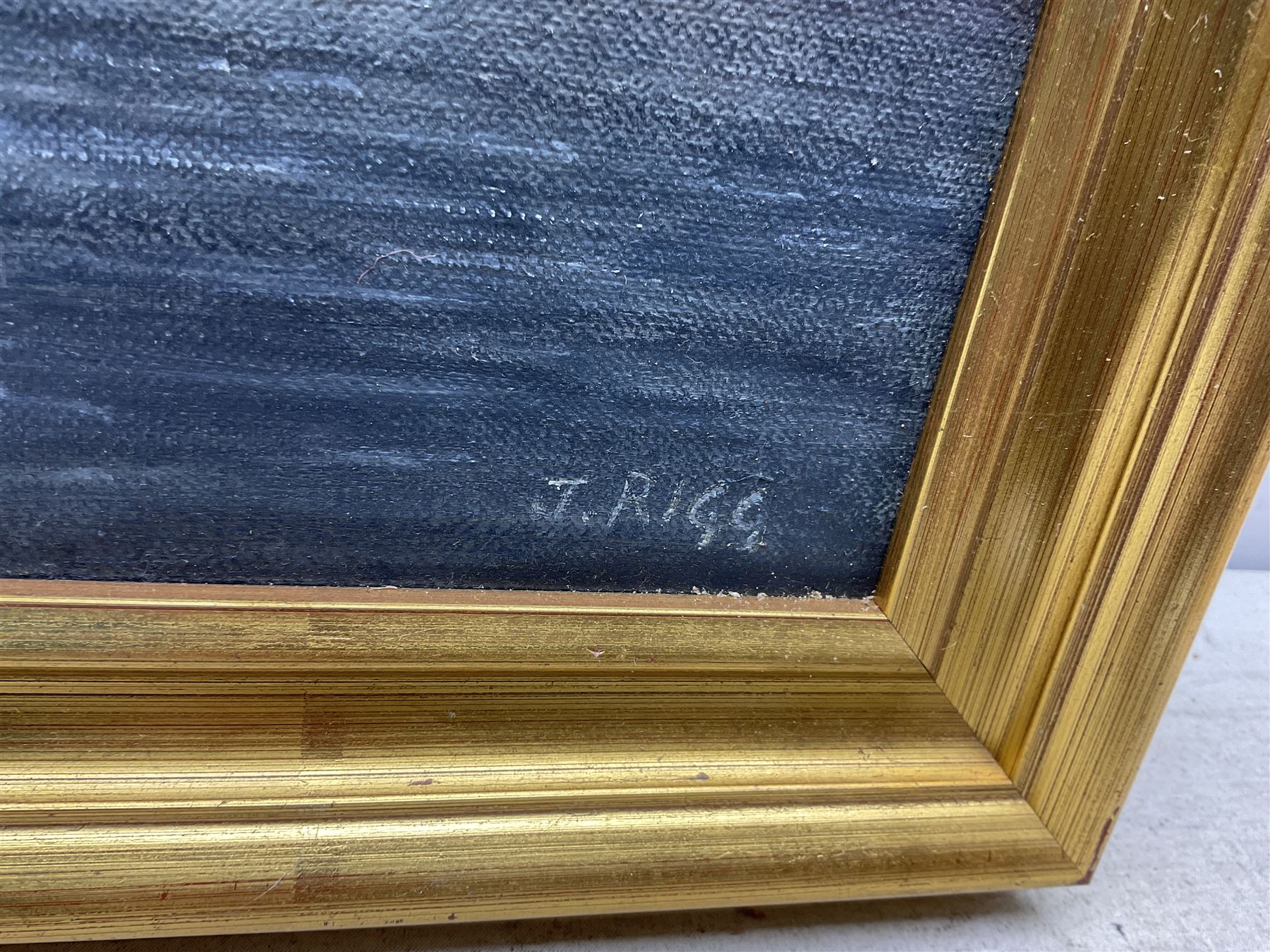 Jack Rigg (British  1927-2023): 'Shipping', oil on canvas signed, titled and dated 1983 50cm x 76cm