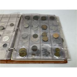 World coins and related items, including Maria Theresa restrike thaler, German silver five deutschmark coins, Sudan 20 piastres, Netherlands 1848 1/2 guilder, United States of America 1964 half dollar etc, small number of fantasy/replica coins etc, housed in a ring binder album 