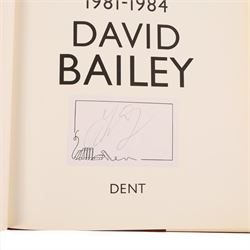 Two books by photographer David Bailey (British 1938-), to include signed first edition 'Nudes 1981-1984' hardback and 'Imagine - a Book for Band Aid' paperback; together with 'Bailey's Box of Postcards - National Portrait Gallery'