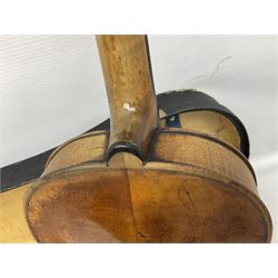 Mid-19th century Mittenwald violin c1850s with 35.5cm two-piece maple back and ribs and spruce top, bears label ' Pietro Garnieri in Mantua 1758' L59.5cm; in carrying case