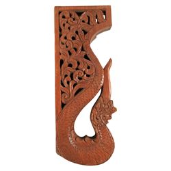 Carved side table, the top carved in relief with leaves and foliage, with folding legs, H53cm