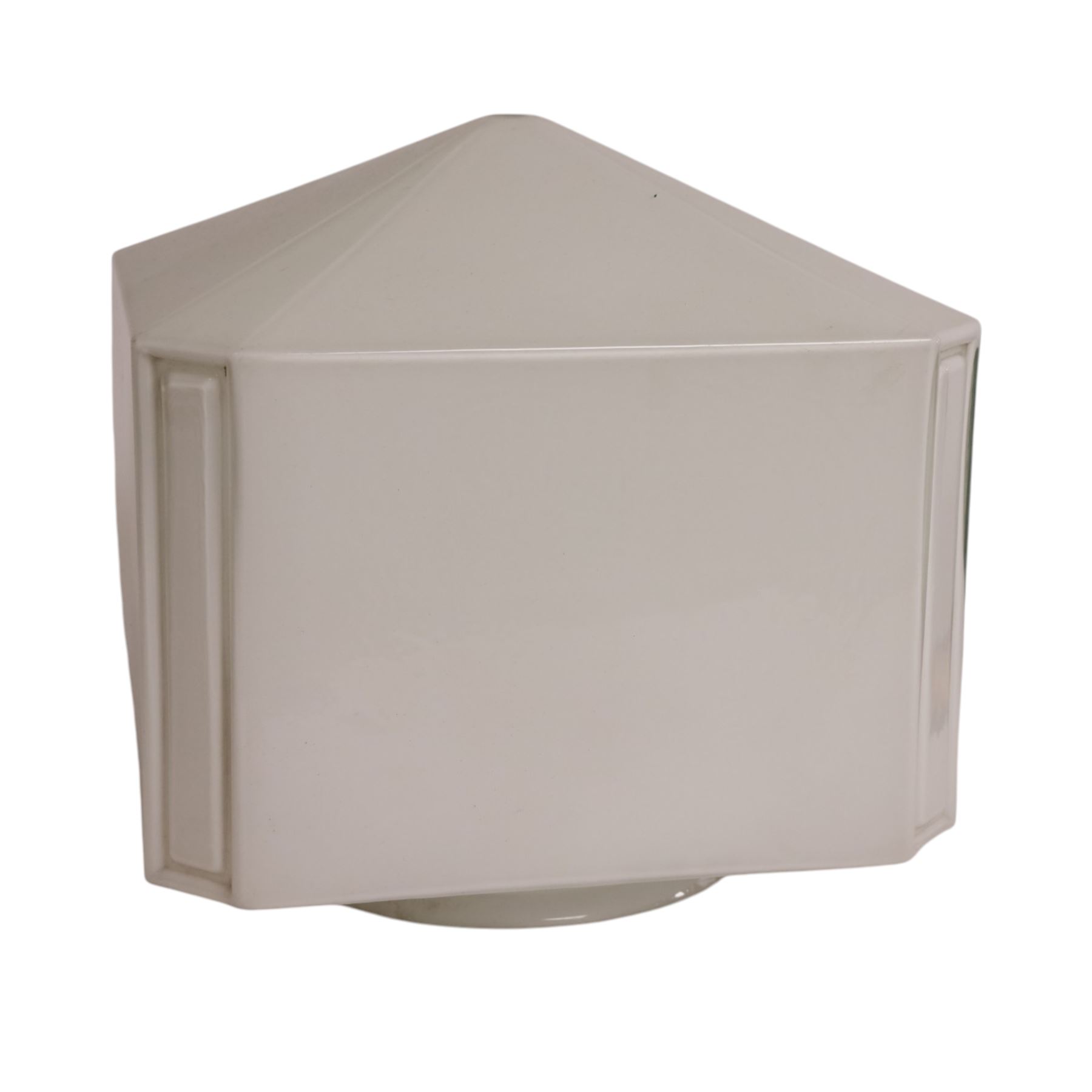 Pair of  mid-century milk glass nonagon ceiling light fittings, together with one other, pair H45cm