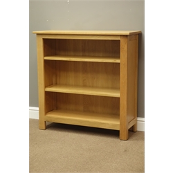  Light oak open bookcase with two adjustable shelves, W91cm, H91cm, D33cm  