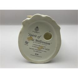 Two Royal Worcester figures, comprising Spirit of the Millennium and Spring, together with Royal Dux figure of two lovers