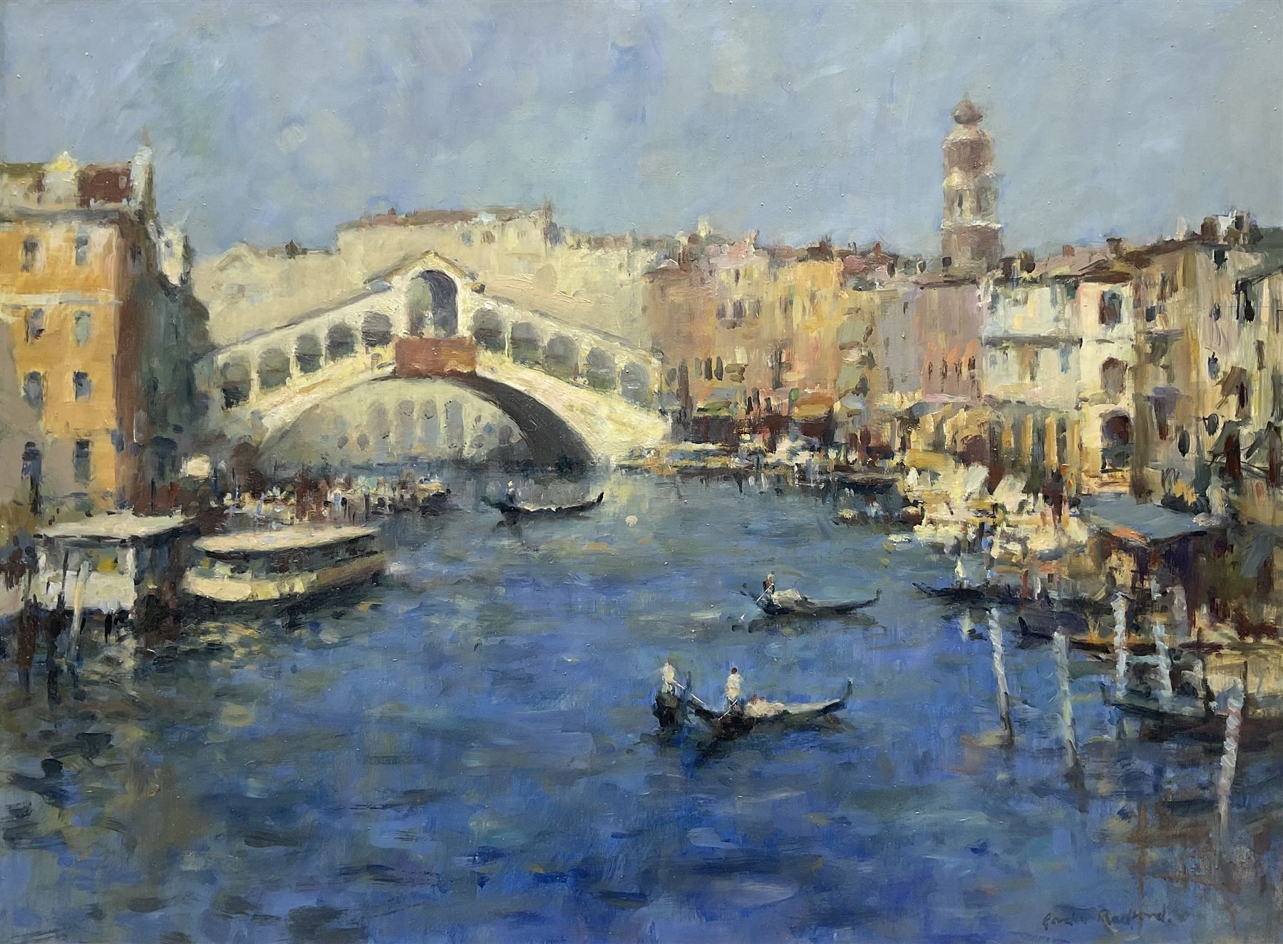 Gordon Radford (British 1936-2015): The Rialto Bridge - Venice, oil on board signed 45cm x 60cm