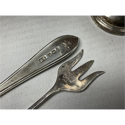 Silver miniature twin handled trophy, hallmarked London 1950, silver adjustable bracelet cuff hallmarked Chester 1943, silver spoon and fork together wit large quantity of predominantly silver-plated metalware, to include cased cutlery, tea sets, Viners, etc in three boxes