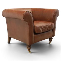 20th century tub armchair upholstered in tan leather