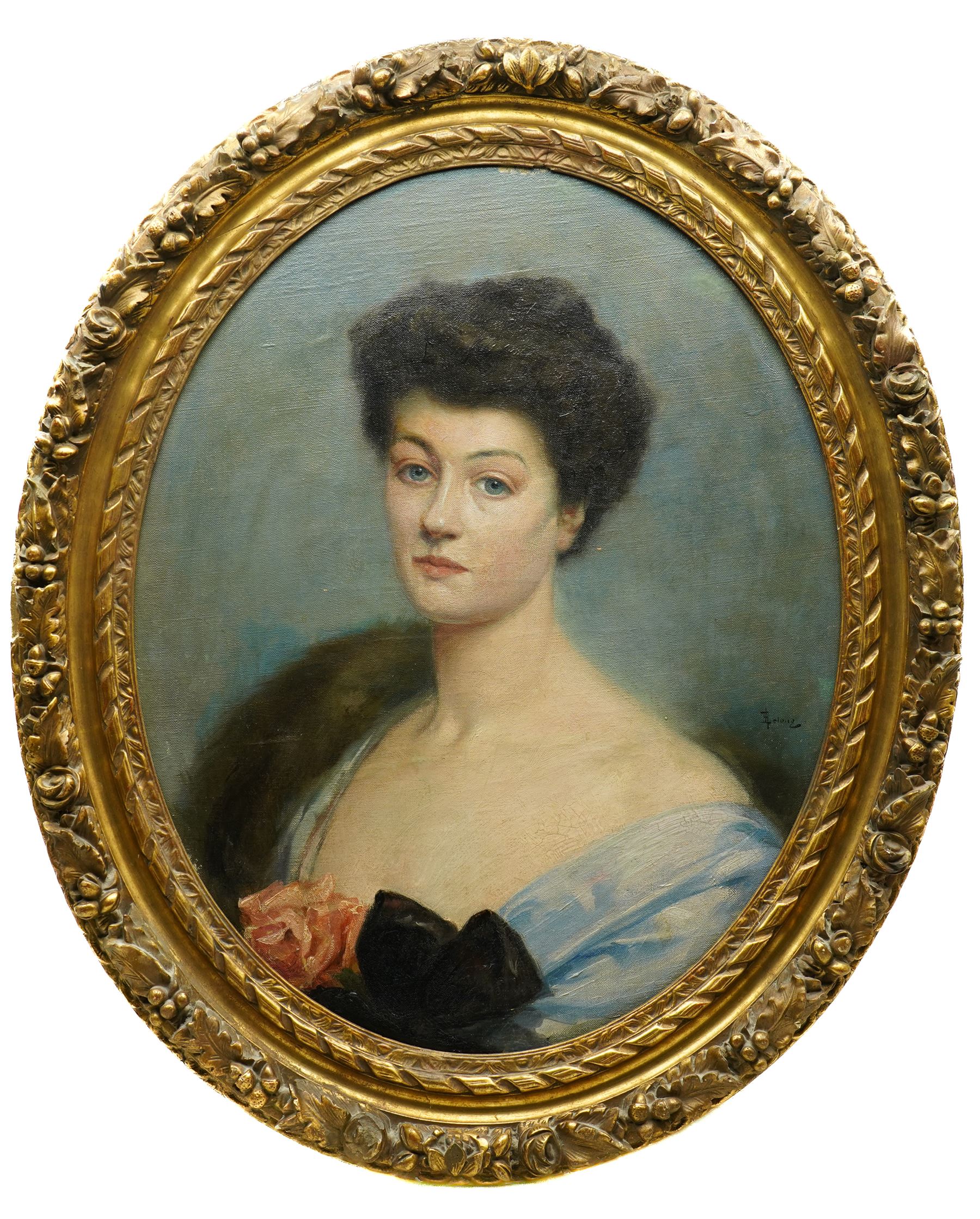 René Lelong (French fl.1895-1930): Portrait of a Lady with a Fur Stole, oval oil on canvas signed 70cm x 56cm
Provenance: The Selected Contents of Scorborough Lodge from the Estate of Stephen Thornley-Wilson, later sold at Bonhams 13 September 2011
