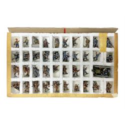 Lamming Miniatures - Bill Lammings own 1970s promotional display set of sixty-three 25mm miniature WW2 Russian Infantry soldiers with light artillery gun; hand painted by Bill Lamming for exhibition.