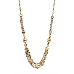 Early 20th century gold fancy link chain necklace, approx 13.6gm
