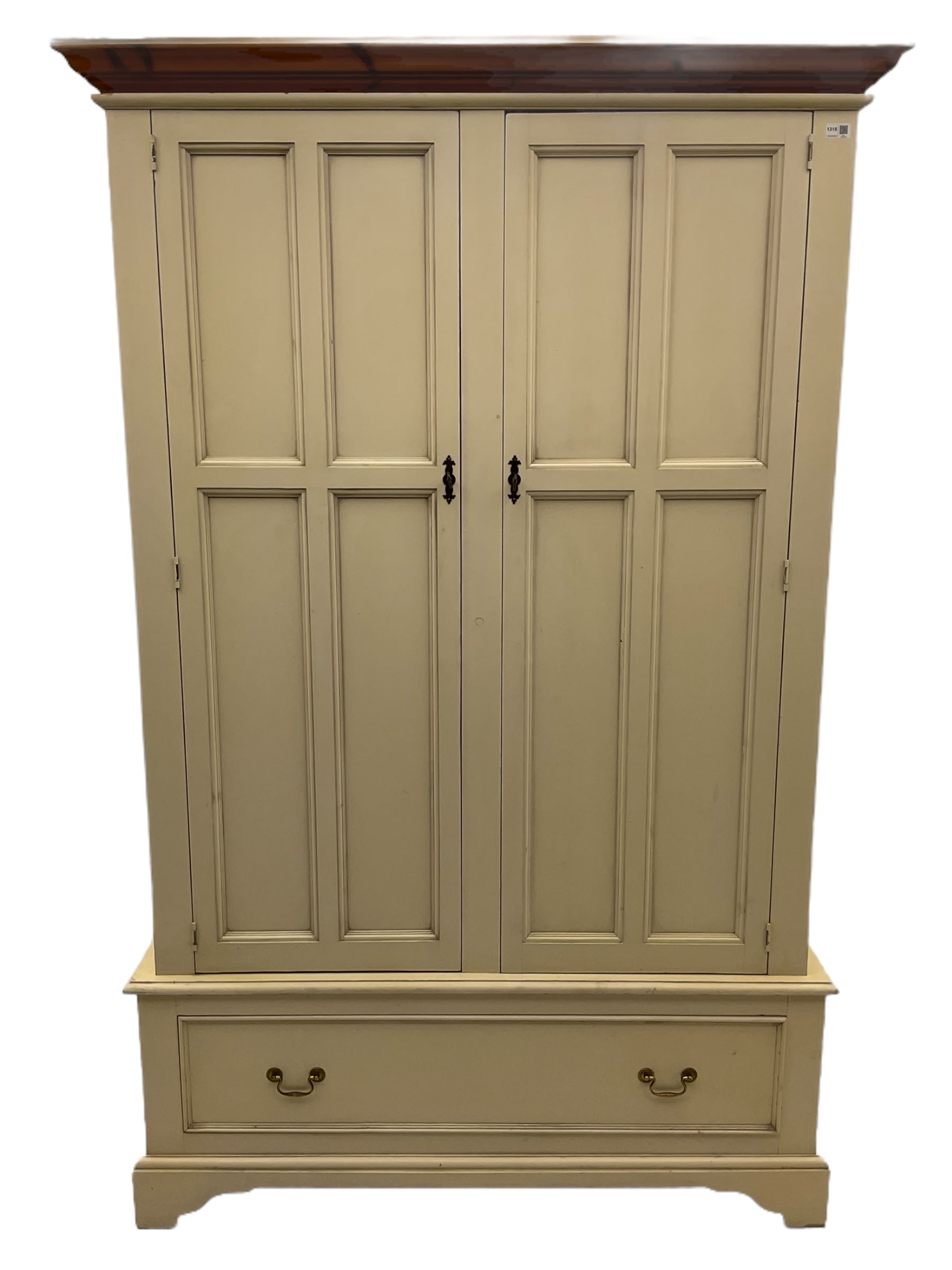 Laura Ashley cream finish double wardrobe with drawer to base, panelled doors