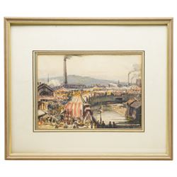 Gerald Summers (British 1886-1969): Street Carnival with Factories Beyond, watercolour signed and dated 1909, 25cm x 35cm