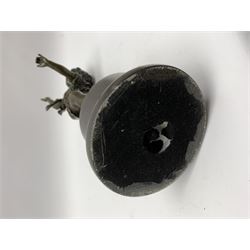 After E Plat, bronze modelled as a dancing child, signed E. Plat, upon cylindrical black marble base, H40cm