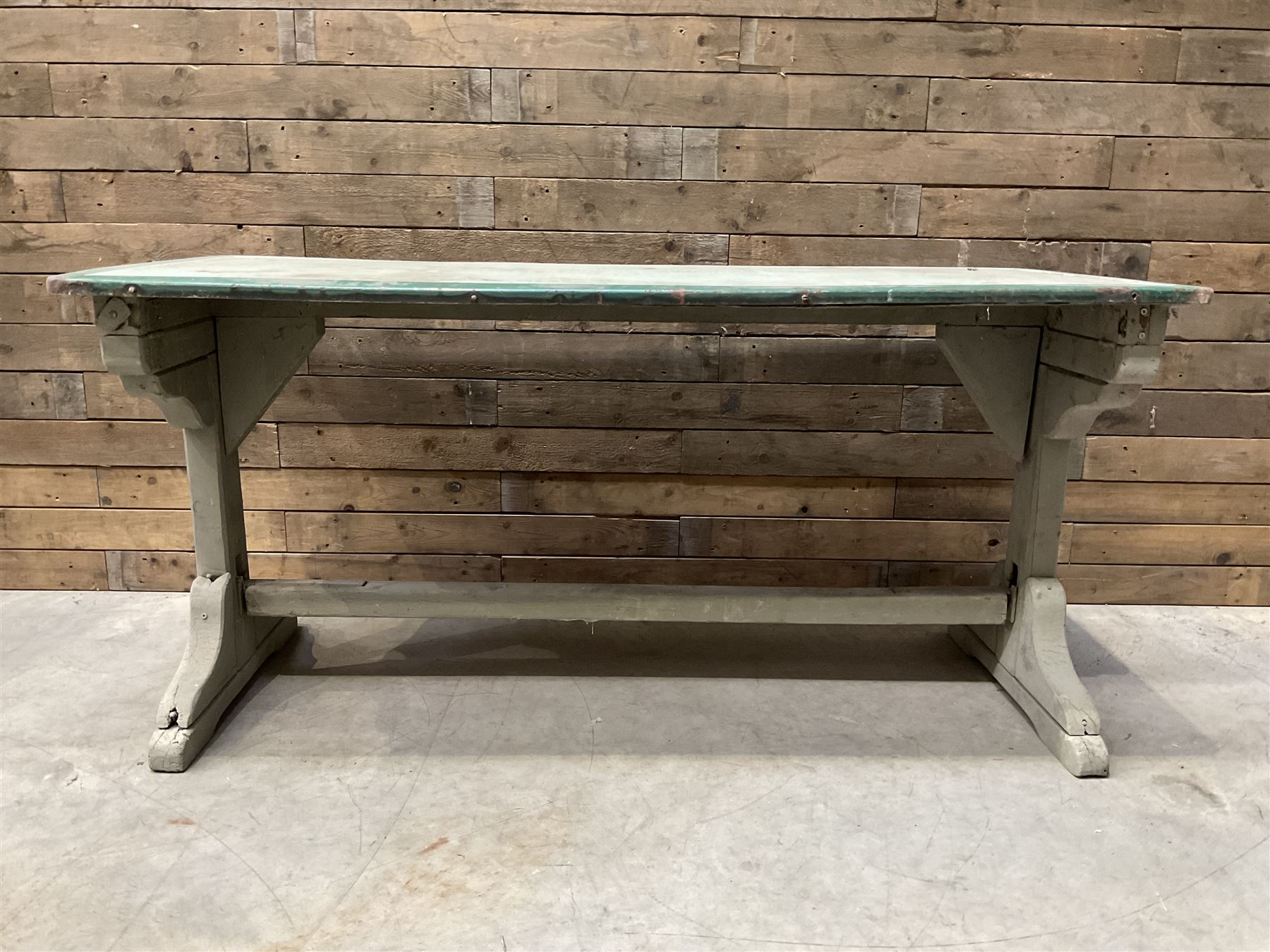 Early 20th century painted wood and enamel Military folding campaign table