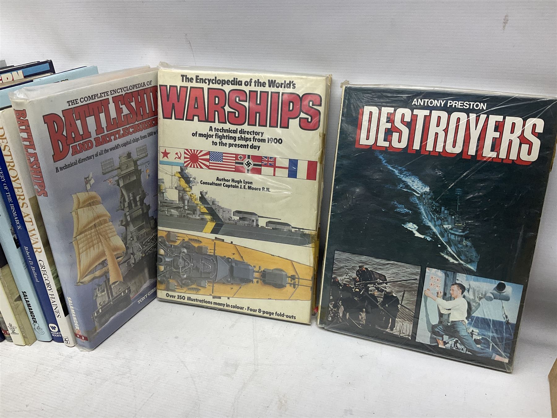 Twenty-seven books of maritime and naval interest including Archibald: The Fighting Ship in the Royal Navy; Chant: The History of the World's Warships; Groner: German Warships 1815-1945; books on seapower, destroyers, battleships, cruisers, seamanship etc