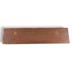 20th century mahogany and pine half-block hull model of a two masted ship, H28cm, W110cm