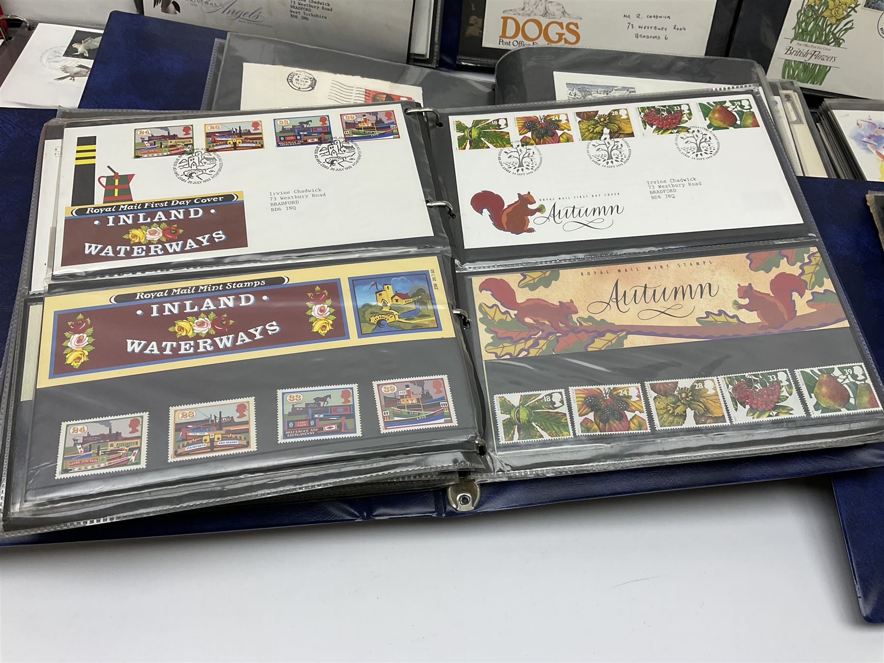 Mostly Great British first day covers, some with special postmarks, from the 1960s to the early 2000s and a small number of Queen Elizabeth II usable postage stamps, housed in eleven ring binder folders