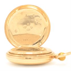 Victorian 9ct gold half hunter keyless lever presentation pocket watch by W. Margrett Hereford, No. 126629, white enamel dial with Roman numeral hour markers and subsidiary seconds dial, case by Rotherham & Sons, Birmingham 1897