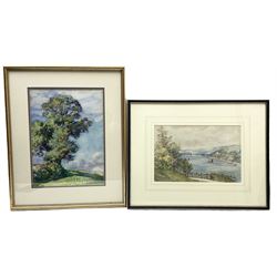 Frank Samuel Eastman (British 1878-1964): Tree Scene, watercolour signed and dated 1925, 37cm x 27cm; English School (20th century): Estuary Landscape with Sailing Boats, watercolour signed with monogram 22cm x 33cm (2)