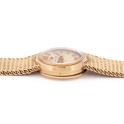 Omega ladies 9ct gold manual wind wristwatch, Cal. 244, white / cream dial with dagger and Arabic hour markers, case by Dennison, Birmingham 1958