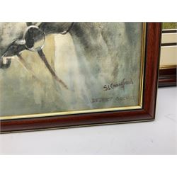 After G Keane (British 20th century): 'Mill Reef' and 'Brigadier Gerard', pair colour prints together with three further prints of Race Horses (5)