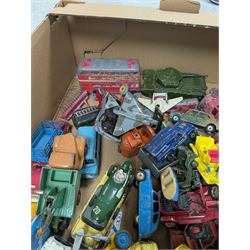 Collection of diecast model vehicles, including Dinky and Corgi examples, mostly loose and playworn