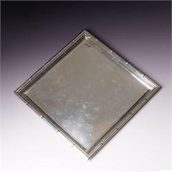 Square silver tray with raised border 20cm square Sheffield 1931 Maker Finnigans Ltd