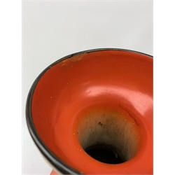 A large Shelley vase, of bulbous form with waisted neck and flared rim, the red ground decorated with the Vine and Grape pattern, with printed mark beneath and painted pattern no 8632, H41cm. 