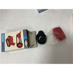 Fischer Technik/Lego/Playmobil - thirteen model building sets comprising eight Fischer Technik sets 50, 50/1, 50v, 50/2, 50+mot1 and two 50S, 50/1 add-on pack, with spare parts packs 01, 03, 05, two 22 and 30; two Lego sets comprising C107 and Lego Systems 103, part-set 870 and 970; Playmobil no.3520 set; four boxes of loose lego, various instruction manuals and a scrapbook 