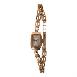 9ct gold cased ladies wristwatch on a 9ct gold bracelet strap, together with a gold plated Seiko wristwatch on a 9ct gold bracelet strap