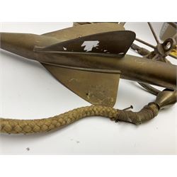 Walker's patent Cherub 244 brass taffrail ship's log set comprising rotator with iron wheel and gauge (2)