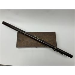 Victorian rosewood and nickel three-section flute by A. Buffet Paris, impressed 'S.R. Chappell 52 New Bond Street London 1851' L62cm; in fitted rosewood box
