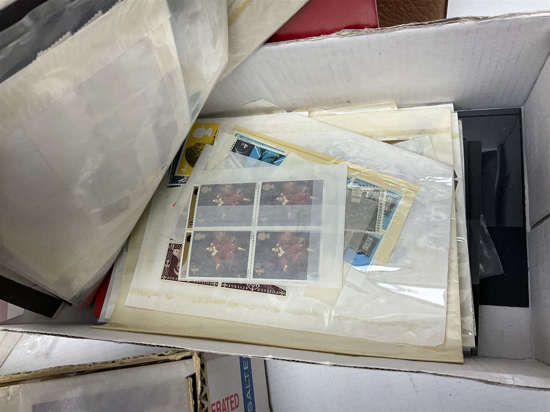 Stamps including Royal Mail PHQ cards, air mail covers, first day covers, Queen Elizabeth II pre decimal stamps etc, in various albums and loose, in one box