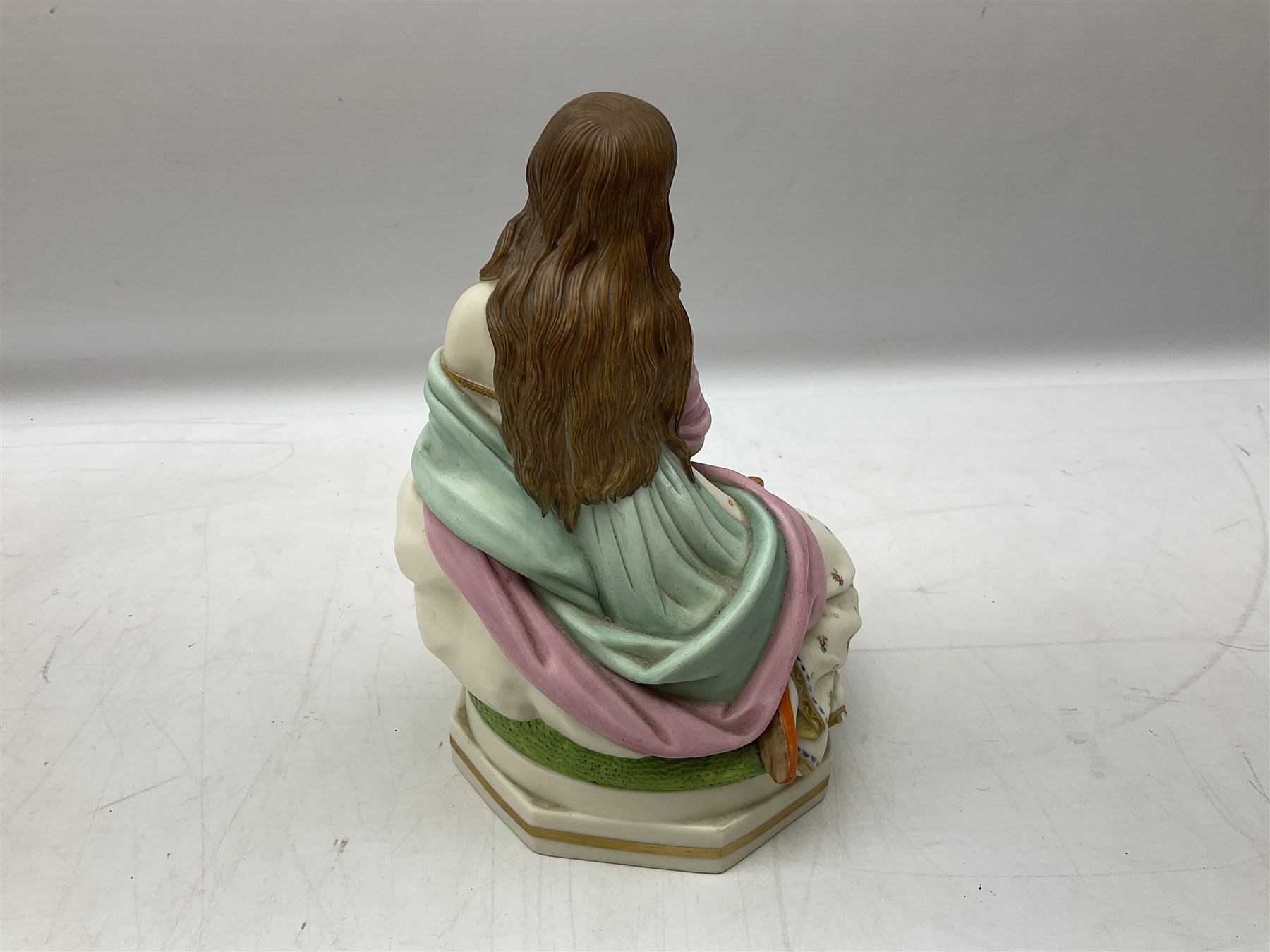 Hummel figure of a praying Saint together with a figure of a seated girl with deer, largest H40cm (2)