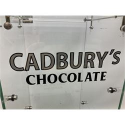 Cadbury's chocolate countertop display advertising cabinet, glazed with 'Cadbury's Makers to T.M The King & Queen', with two glass shelves and a back opening door, H54,5cm