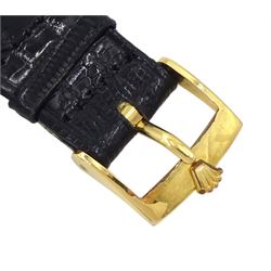 Rolex Precision gentleman's 9ct gold manual wind presentation wristwatch, 17 jewel movement, Cal 1225, silvered dial with baton hour markers, case No. 90150, London 1971, on original leather strap and gilt Rolex buckle, boxed with papers