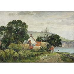 Charles Frederick Ingham (British 1879-1957): Stoupe Bank Farm looking towards Robin Hoods Bay, oil on canvas board signed 25cm x 35cm