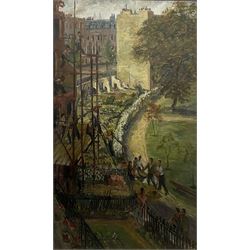 Constance-Anne Parker (British 1921-2016): Re-building a City Crescent, oil on canvas unsigned 100cm x 59cm
Provenance: direct from the artist's family 
