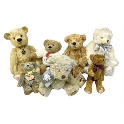 Collection of teddy bears, including Dean's Rag Book 'My first Teddy', Harrods bear, Merrythought bear, Hermann 'Happy New Year 2000' bear etc (7) 